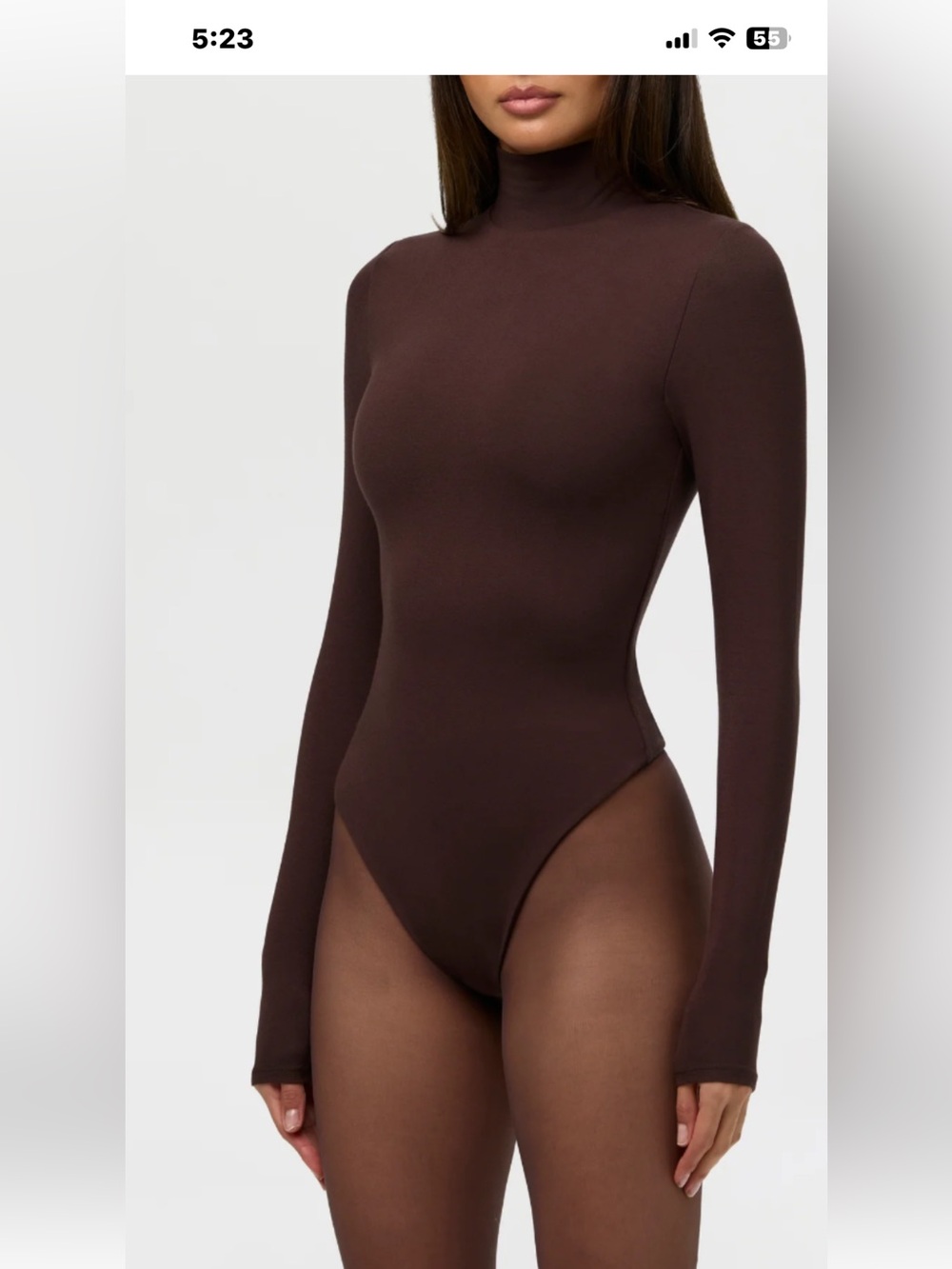 naked wardrobe Brown Long Sleeve Crew Neck Bodysuit